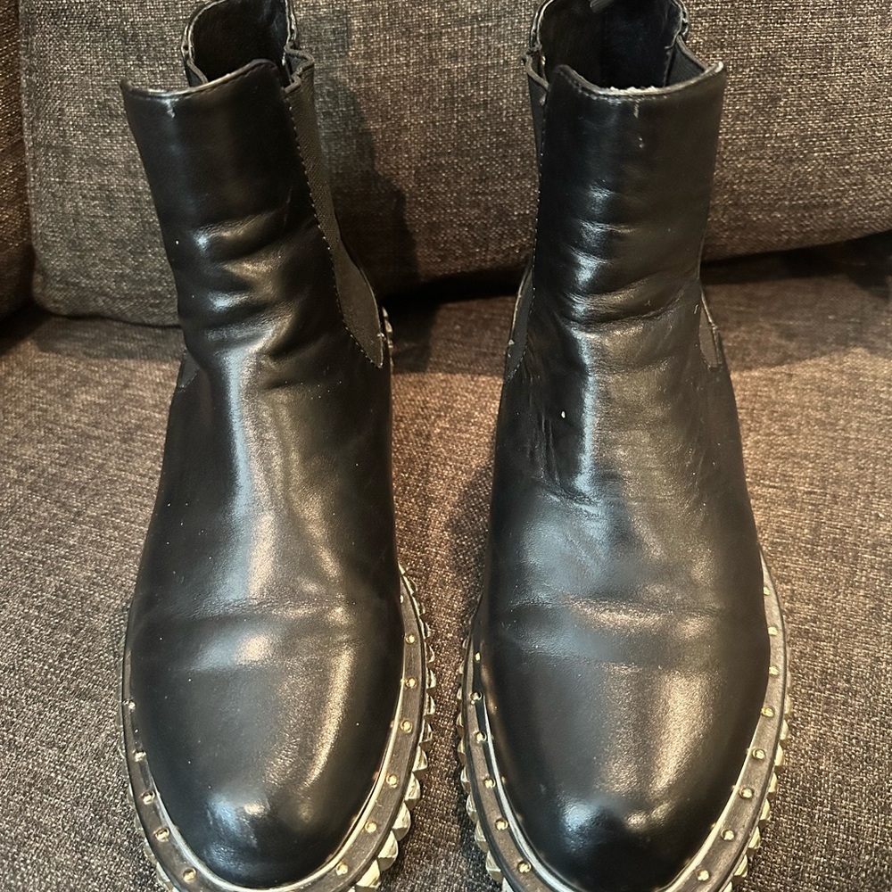 Christian Louboutin Black Studded Chelsea Boots.